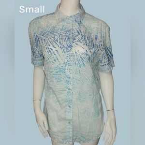 Armani Exchange Blue and White Abstract Shirt Small